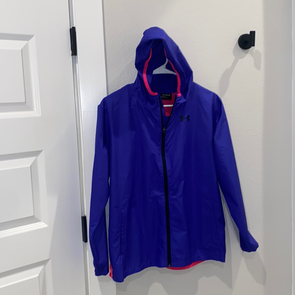 Euc Girls Under Armour Coat Jacket Windbreaker Pink & Purple Lightweight Size Xl